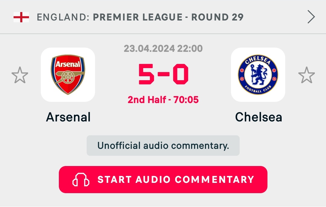 Arsenal vs Chelsea

This is a massacre

#ARSvsCHE