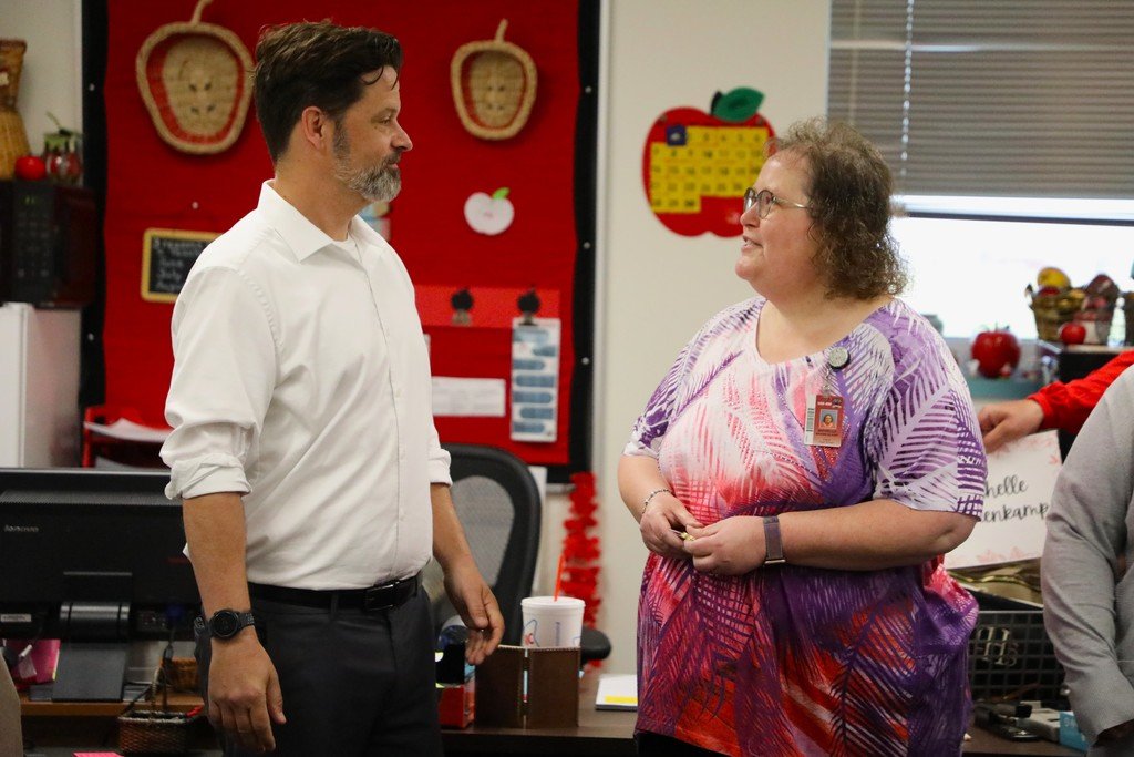 This morning, Dr. Mike Bannen, Founder and Executive Director of Kansas Association of Veteran Teachers celebrated our very own Michelle Bremenkamp for their FIRST EVER Veteran Teacher Award Winner. We think they picked a great one to recognize! Congratulations,  Mrs. Bremenkamp!