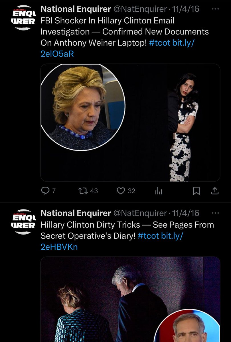 After the Pecker testimony & evidence in Trump’s trial, the National Enquirer’s 2016 pre-election Twitter feed sure looks interesting. How many of these headlines did Michael Cohen write?
