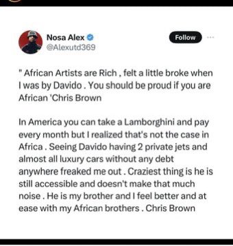 Read what Chris Brown said about Davido.