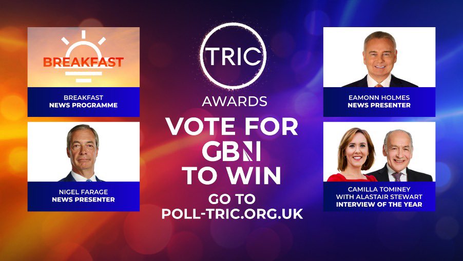 Vote 🗳️ for @CamillaTominey to win 🏆 the @TRICawards for Interview of the year! A moving interview with @AlStewartOBE, handled with sensitivity, respect and class by Camilla. Proud to Produce this show. #GBNews #News To vote 🗳️ click on the link poll-tric.org.uk
