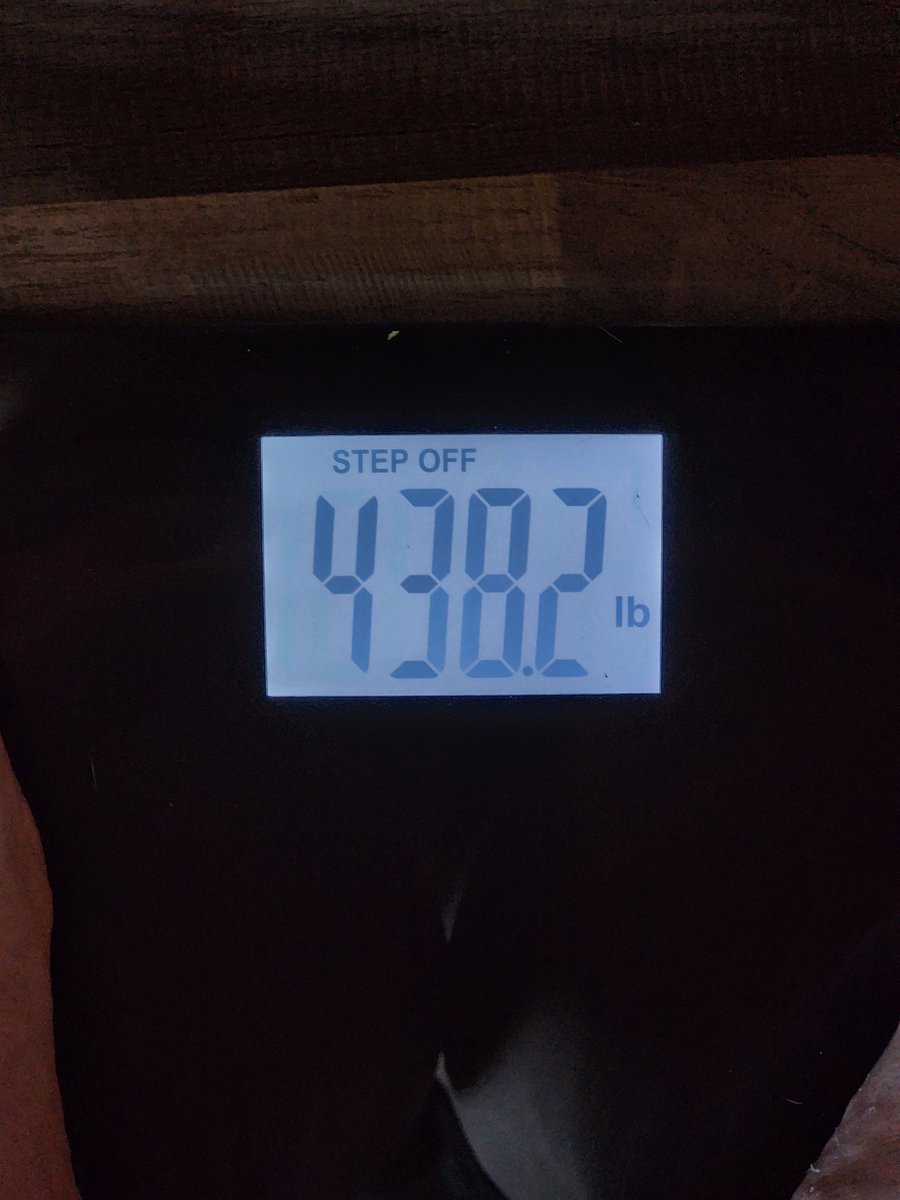 Two weeks ago I weighed in at 459, and today I'm down to 438.2 LFG