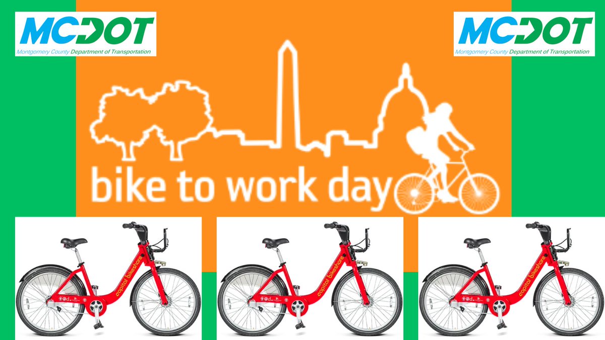 Do you need a 🚲for @BikeToWorkDay ❓ Pick up a bike at one of the hundreds of @bikeshare stations in the District, City of Alexandria, plus Arlington, Fairfax, @MontgomeryCoMD , and Prince George’s Counties! 🔗capitalbikeshare.com #BTWD2024 #bikemoco #mocobikes #BTWD