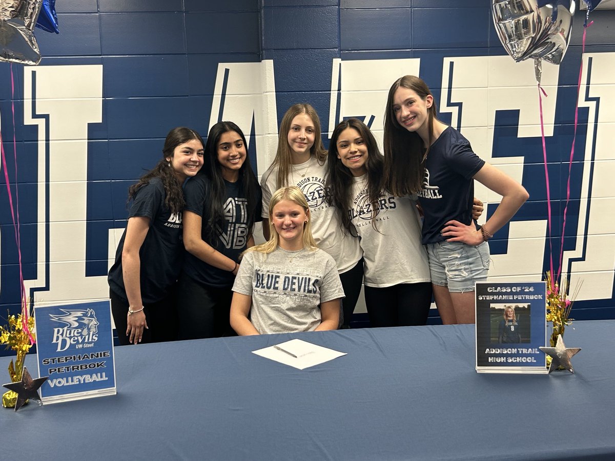 Congratulations to Stephanie Petrbok on continuing her academic and athletic career next year at the University of Wisconsin-Stout. Blazer Nation is so proud of you! ⁦<a href="/AddisonTrailHS/">Addison Trail HS</a>⁩ ⁦<a href="/jandrewsATHS/">Mr. Andrews</a>⁩ #theBLAZERway
