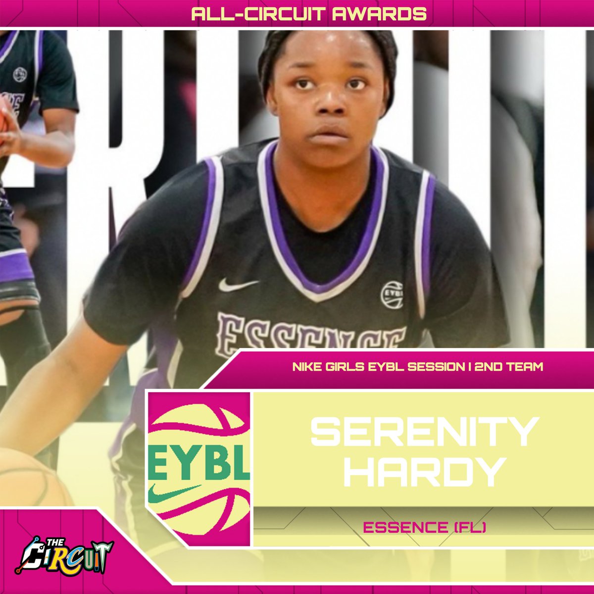 Nike EYBL Hampton | 2nd Team 🥈 Serenity Hardy | Essence (FL) | 2026 Averages ➡️ 14.6 PPG, 3.2 RPG, 1.4 APG, 1.6 SPG All-Circuit Awards ⤵️ thecircuithoops.com/news_article/s…