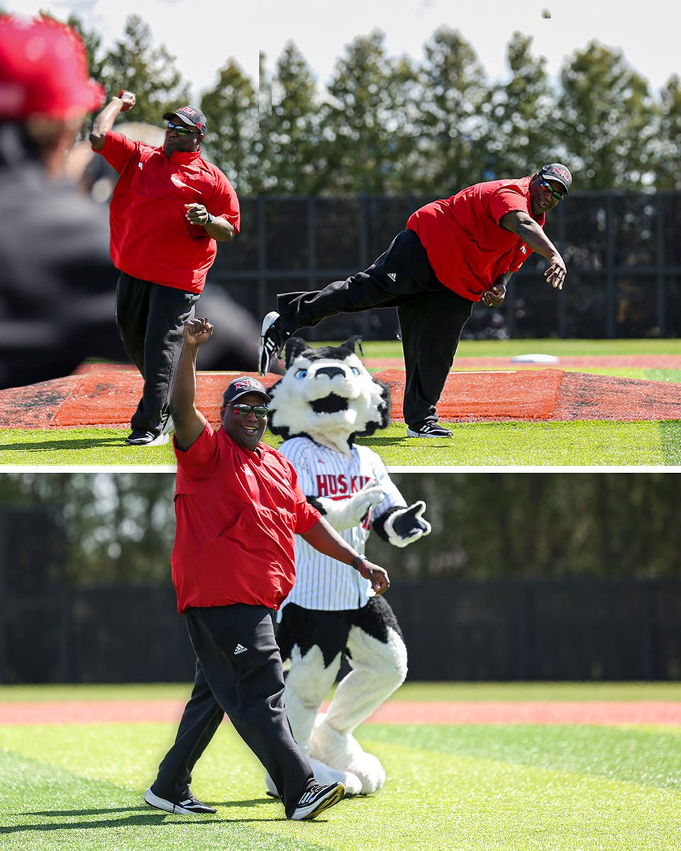 Still got it. ⚾️🤣 A big thanks to @NIU_Baseball for the honor of throwing out the first pitch!! Finish the season strong Huskies!! #SOAR | #TheHardWay