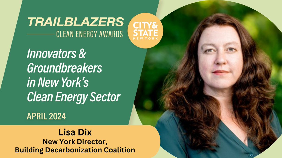 BDC's NY Director Lisa Dix was named to @cityandstateny's first-ever Clean Energy Trailblazers list, which honors New Yorkers who are leading the charge toward a clean energy future! Congratulations Lisa! hubs.ly/Q02tRs3s0