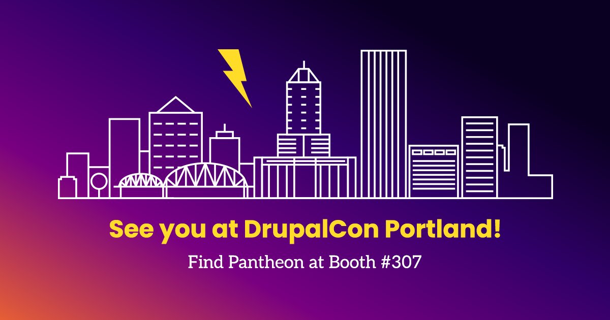 Less than 2 weeks until #DrupalConPortland + we can't wait to see the #Drupal community! Don't miss your opportunity to score an exclusive Pantheon DrupalCon tshirt by catching our demo while you're at the conference. Here's what else we'll be up to: ow.ly/tKjx50RmEfE