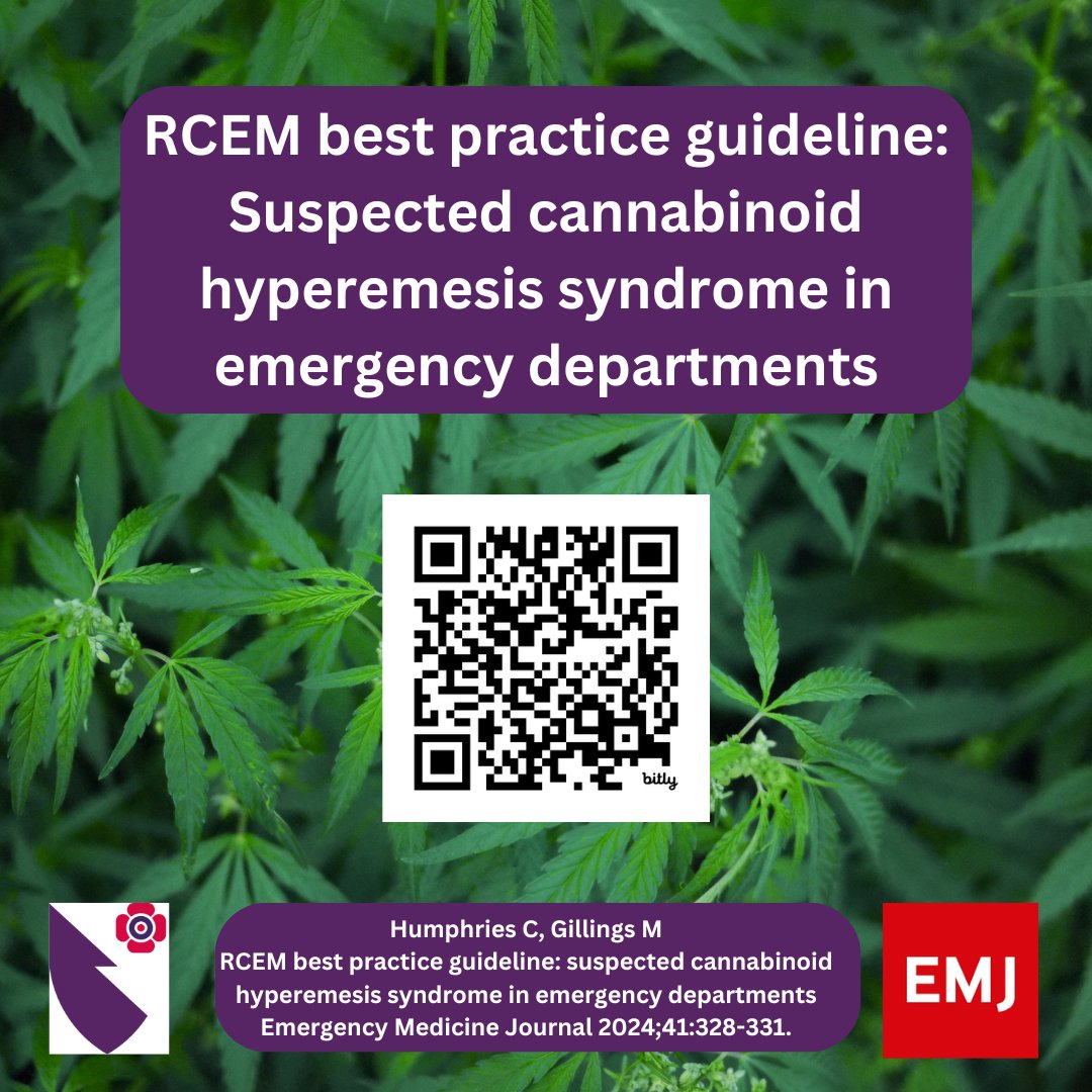 #RCEMGuidelines The First Published @RCollEM Best Practice Guidelines Suspected cannabinoid hyperemesis syndrome in emergency departments Free and Open access 🆓 @cp_humphries emj.bmj.com/content/41/5/3…