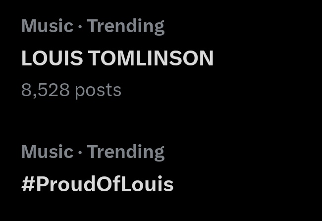 LOUIS TOMLINSON and #ProudOfLouis are both trending in the music category 🔥