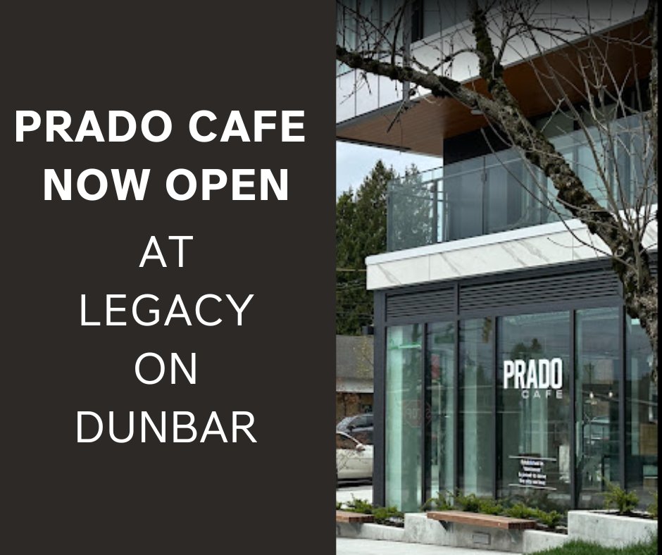 Now open at Legacy on Dunbar, residents can enjoy Prado's quality coffee + baked goods without leaving the comfort of home

#LegacyonDunbar #PradoCafe #Coffeeshop #Dunbar #DunbarVancouver #Coffee #coffeelovers #vancouverisawesome #dailyhivevan #vancitybuzz #vancouverrealestate