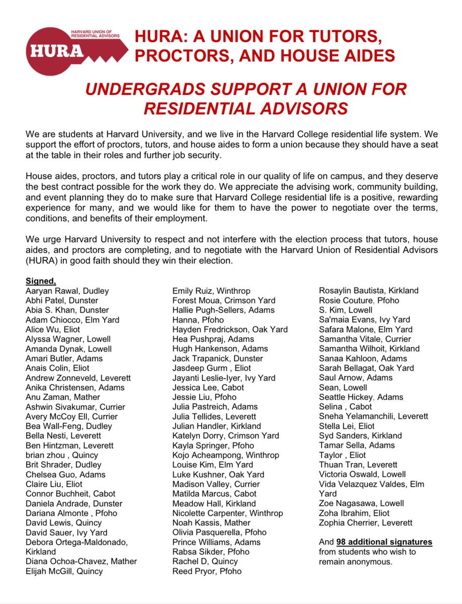 Harvard Union of Residential Advisors tweet media