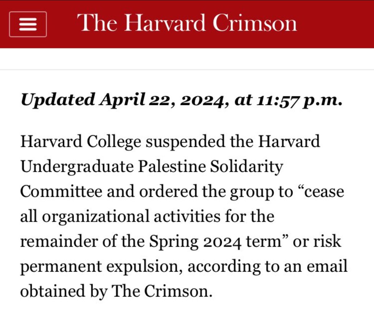 SO YOU CAN BE EXPELLED IN HARVARD FOR PROTESTING

This is why the replaced Claudine Gay with a Jewish Zionist.

They need to censor

They need to control 

They want to cancel the First Amendment.

They want to bin the Constitution.

Zionism is anti-West