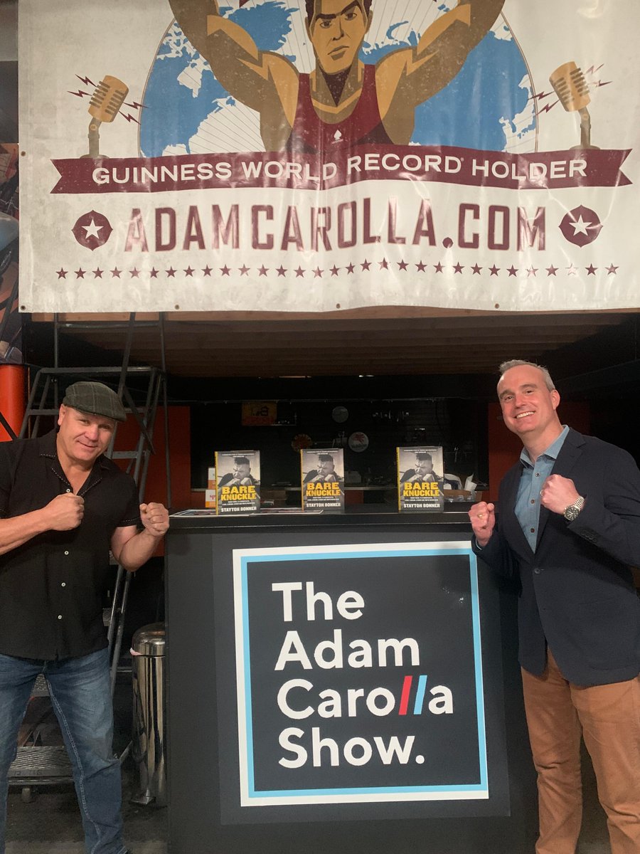 BlackstoneAudio's tweet photo. #BKFC champ @RealBobbyGunn and author @staytonbonner join @adamcarolla on the @AdamCarollaShow tomorrow to discuss new book #BareKnuckle!

Amazon: https://t.co/IoJNv9Gaio
B&amp;N: https://t.co/MjwEQXVS1c
Apple: https://t.co/JK07wdLfub
Indie: https://t.co/tLg0as0Su3 https://t.co/q6HIJdoSPb
