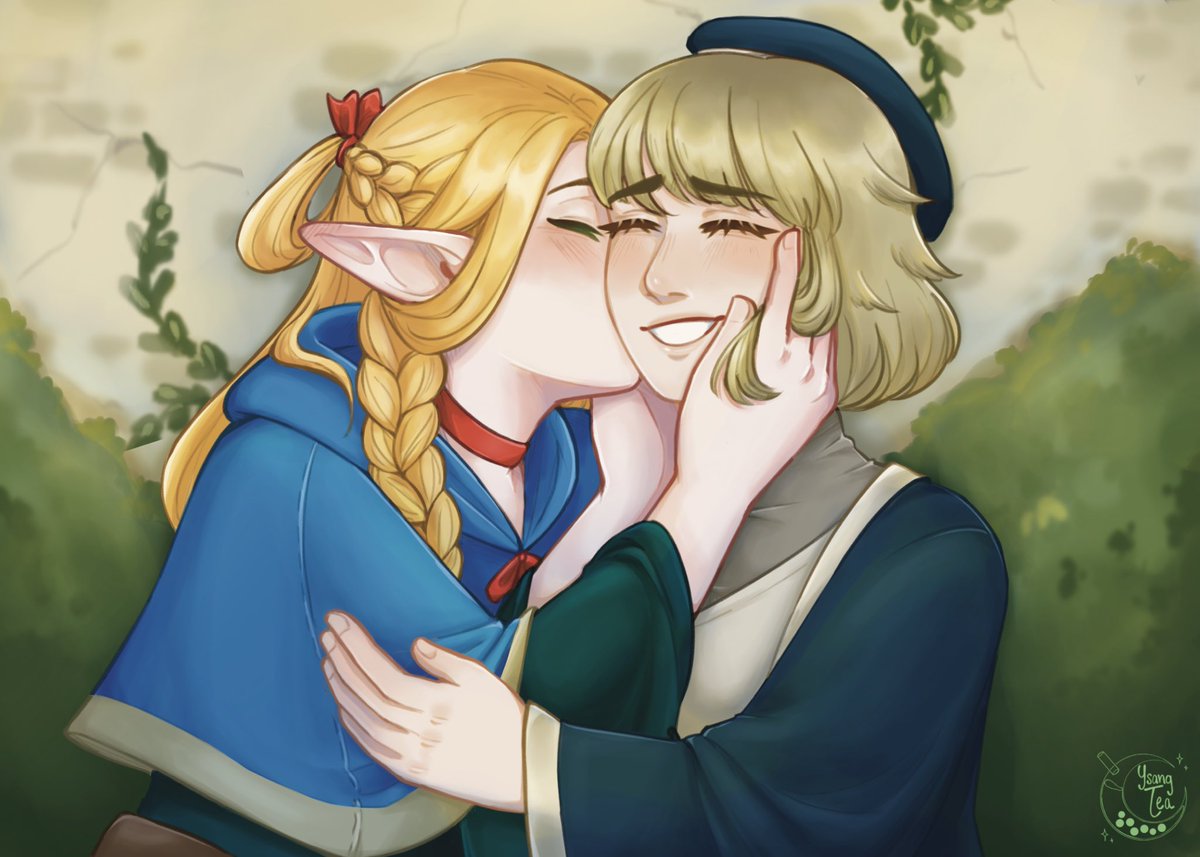 YsangTea's tweet photo. In honor of #LesbianVisibilityWeek, here’s some of my current favorite yuri 
#dungeonmeshi #farcille https://t.co/CWdsHRjR8n