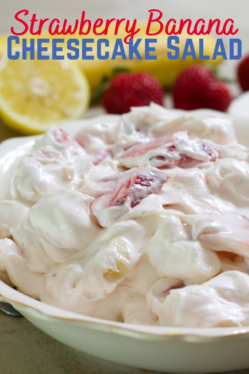 Fruit salad doesn't get much better than this! The Best Strawberry Banana Cheesecake Salad ⇣ mindyscookingobsession.com/the-best-straw… #desserts #sweets #berries #baking #recipes #fruitsalads #easyrecipes