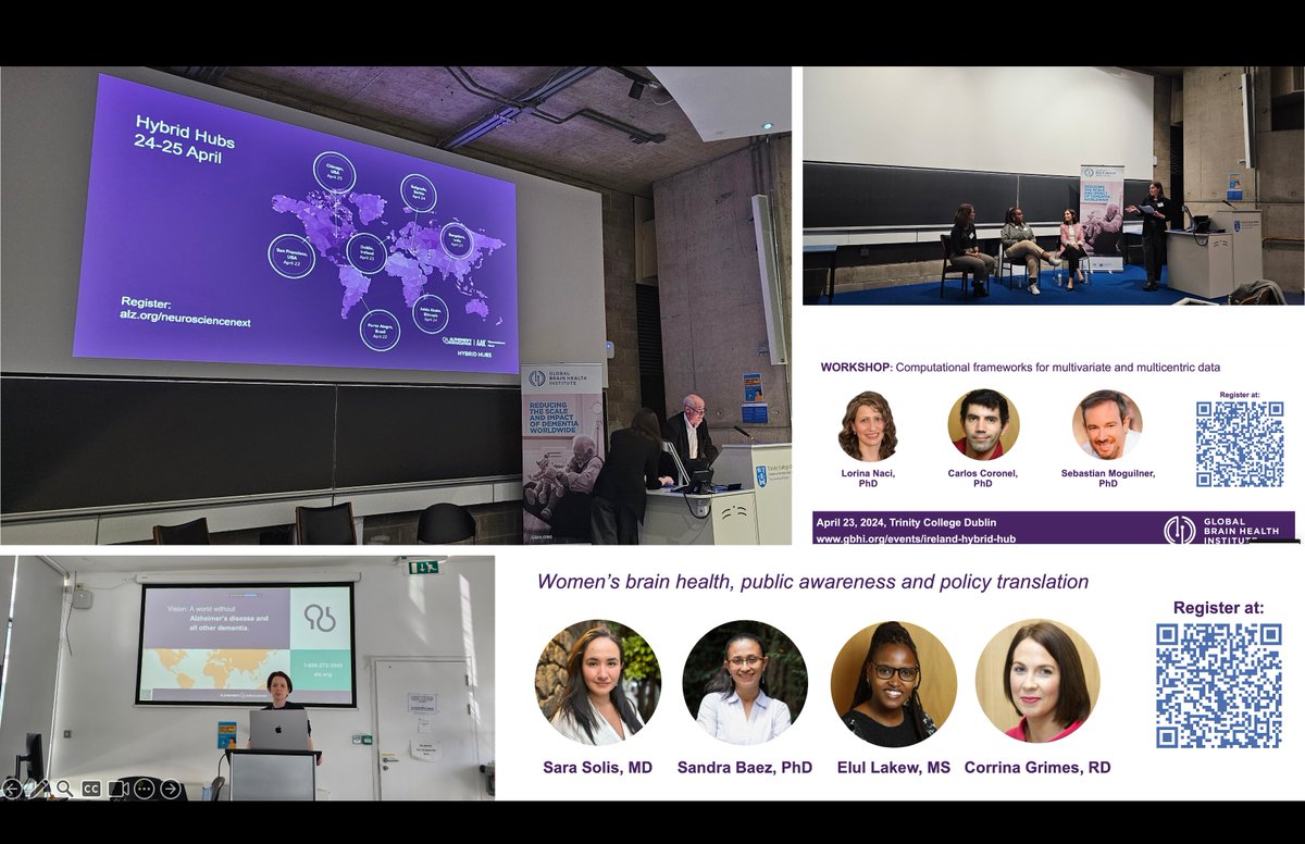 The afternoon session at #NeuroscienceNext @tcddublin included @alzassociation applications by @claire_e_sexton, computational methods by @carlos_the_mig, Sebas Moguilner & @LorinaNaci, @GBHI_Fellows perspectives from @SandraBez9 Elul Lakew, @sarageria & @Cgrimes3, & remarks from