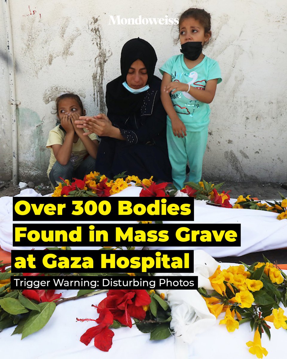 THREAD: Health workers and civil defense personnel discovered a mass grave with more than 300 Palestinian bodies in the Nasser Medical Complex in the Gaza city of Khan Younis, amid Israel's ongoing brutal genocide campaign.