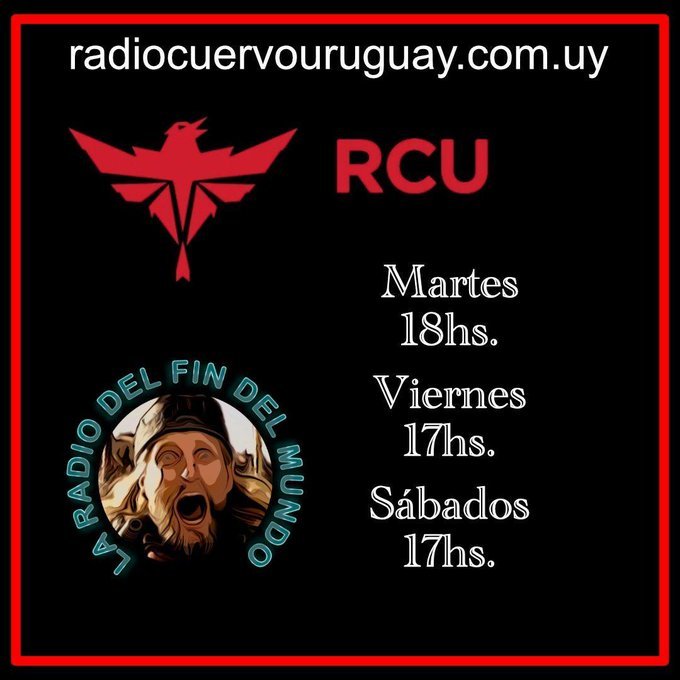 LA RADIO DEL FIN DEL MUNDO, BAJO LA CONDUCCIÓN DE BLENDENBLICK @lrdfdm 18 HS ARGENTINA/URUGUAY 16 HS COLOMBIA/PERÚ/ECUADOR 22 HS ALEMANIA radiocuervouruguay.com.uy