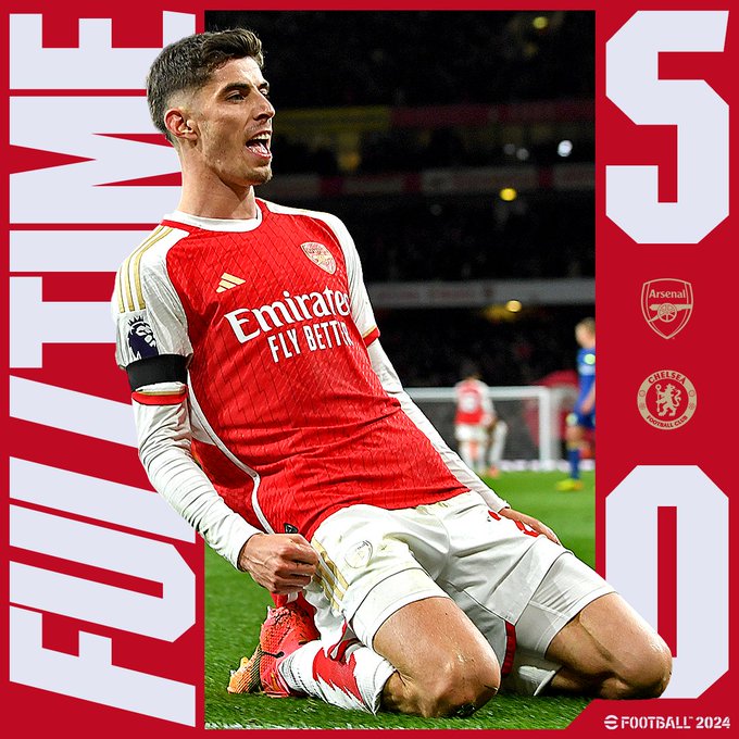 Full Time: Arsenal 5-0 Chelsea