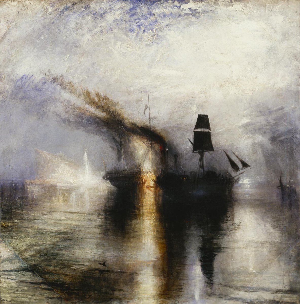 Peace: burial at sea. By J.M.W. Turner (born OTD 1775) commemorating the burial of his friend & colleague, artist David Wilkie, who died on the way home from Jerusalem in 1841.