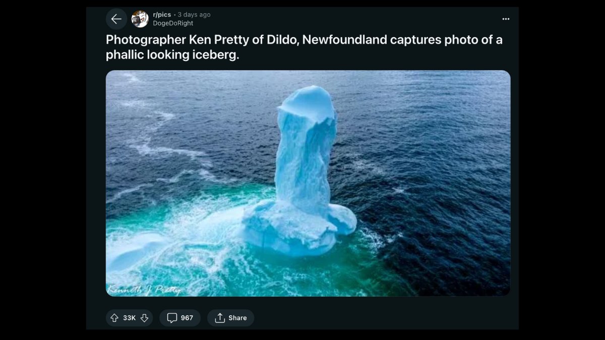 ✅ Yes, a photographer from Dildo, Newfoundland captured a photograph of a phallic-shaped iceberg. snopes.com/fact-check/tow…