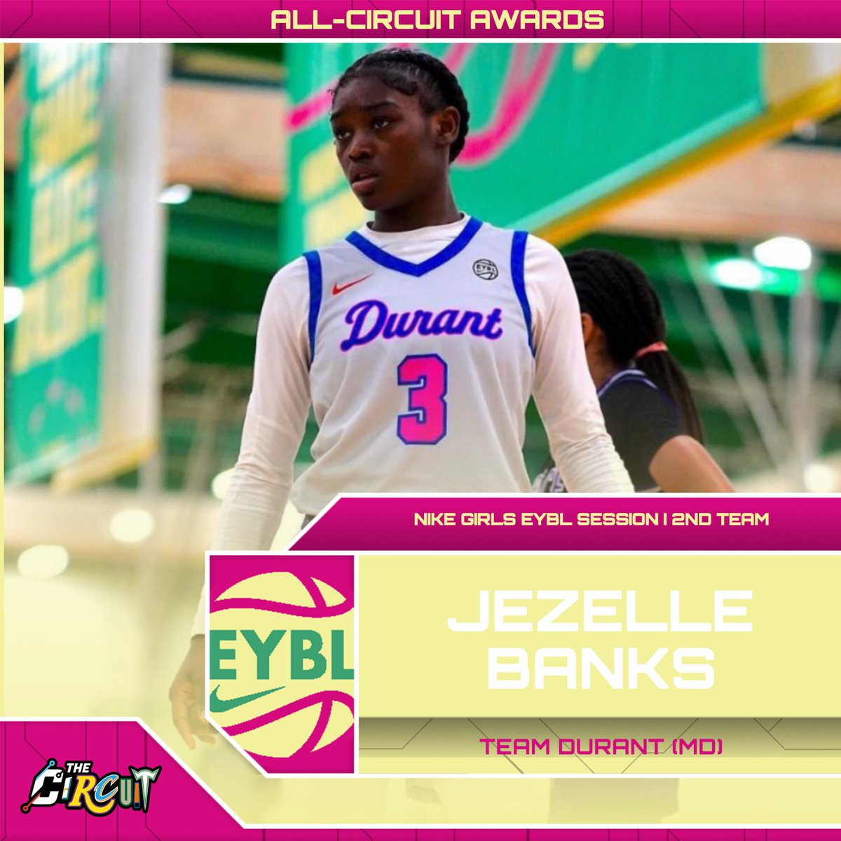 Nike EYBL Hampton | 2nd Team 🥈 Jezelle Banks | Team Durant (MD) | 2027 Averages ➡️ 15.4 PPG, 5.2 APG, 3.4 SPG, 1.6 RPG All-Circuit Awards ⤵️ thecircuithoops.com/news_article/s…