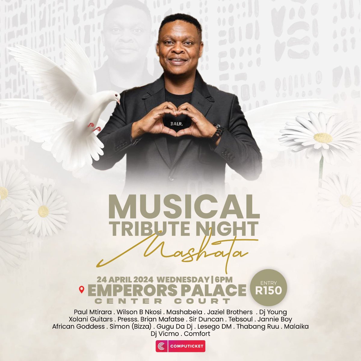 In light of the immense response, we have made the decision to change the venue for Mashata's Musical tribute to a new venue offers greater capacity, ensuring that everyone who wishes to pay their respects can do so comfortably.Tickets are now @computicket