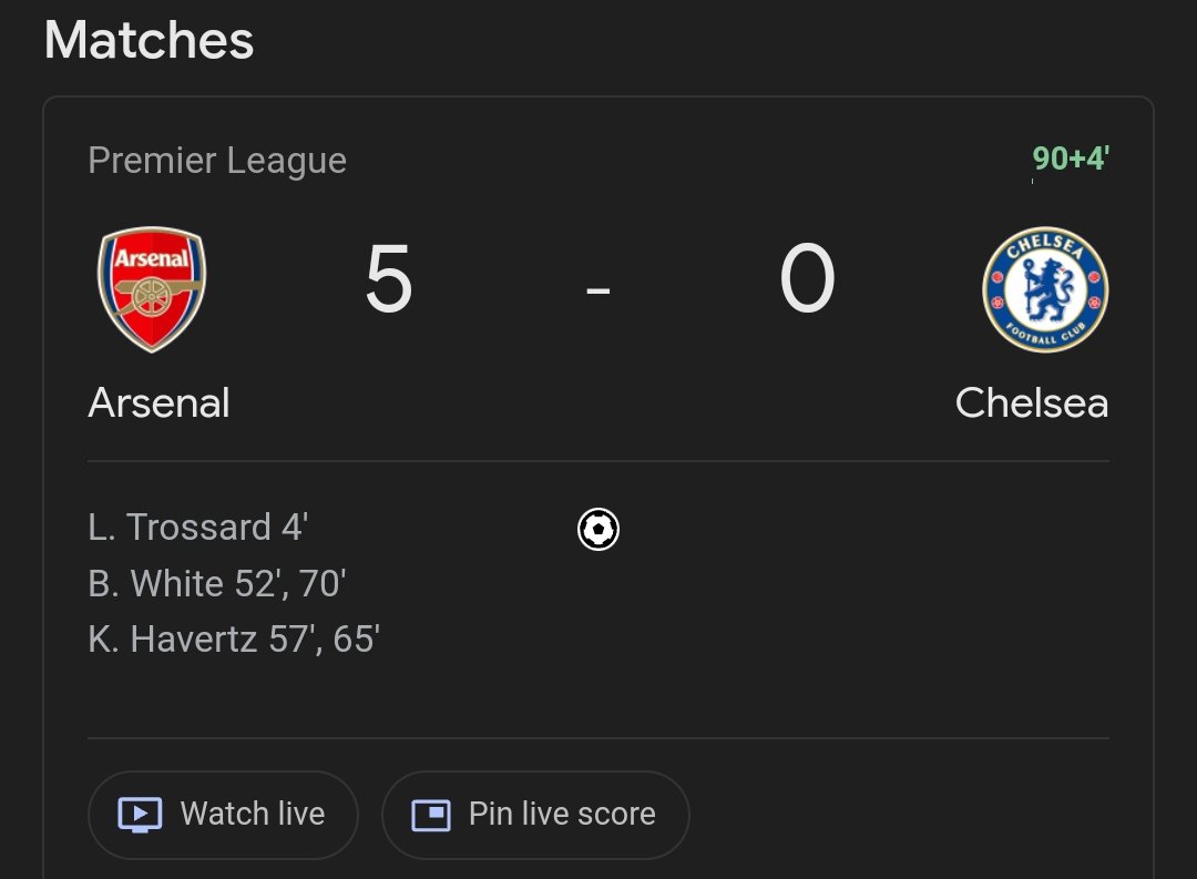 HISTORY!! Arsenals biggest win against chelsea was a 5-1 victory in 1930 at Stamford Bridge. Today they beat chelsea 5-0. What a time to be an Arsenal fan, currently top of the table #PremierLeague #ARSvsCFC #arsenal #gunners #chelsea #soccer #london #football #PL