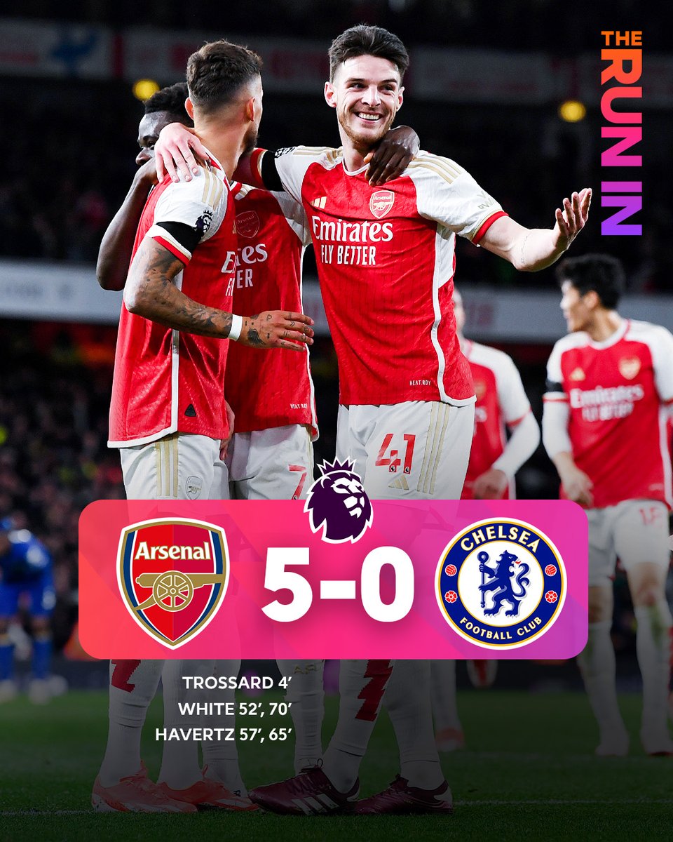premierleague's tweet photo. Arsenal put in a five-star display to go three points clear at the top of the Premier League table! 📈

#ARSCHE https://t.co/mXG3SW2gCI