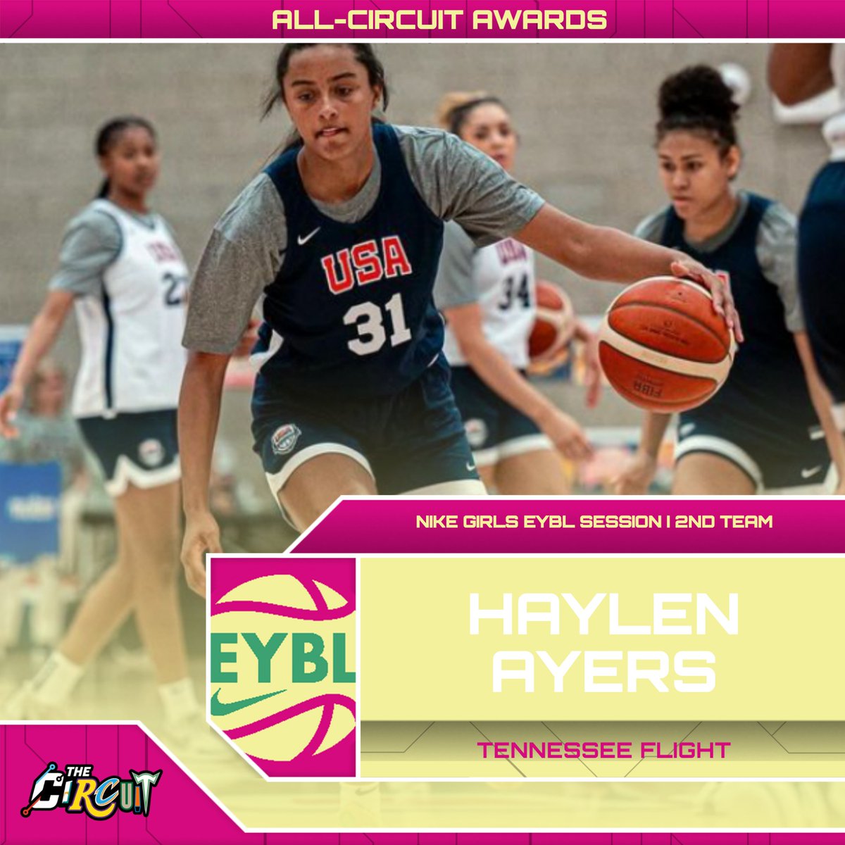 Nike EYBL Hampton | 2nd Team 🥈 Haylen Ayers | Tennessee Flight | 2027 Averages ➡️ 14.6 PPG, 2.4 RPG, 2.2 APG, 1.0 SPG All-Circuit Awards ⤵️ thecircuithoops.com/news_article/s…