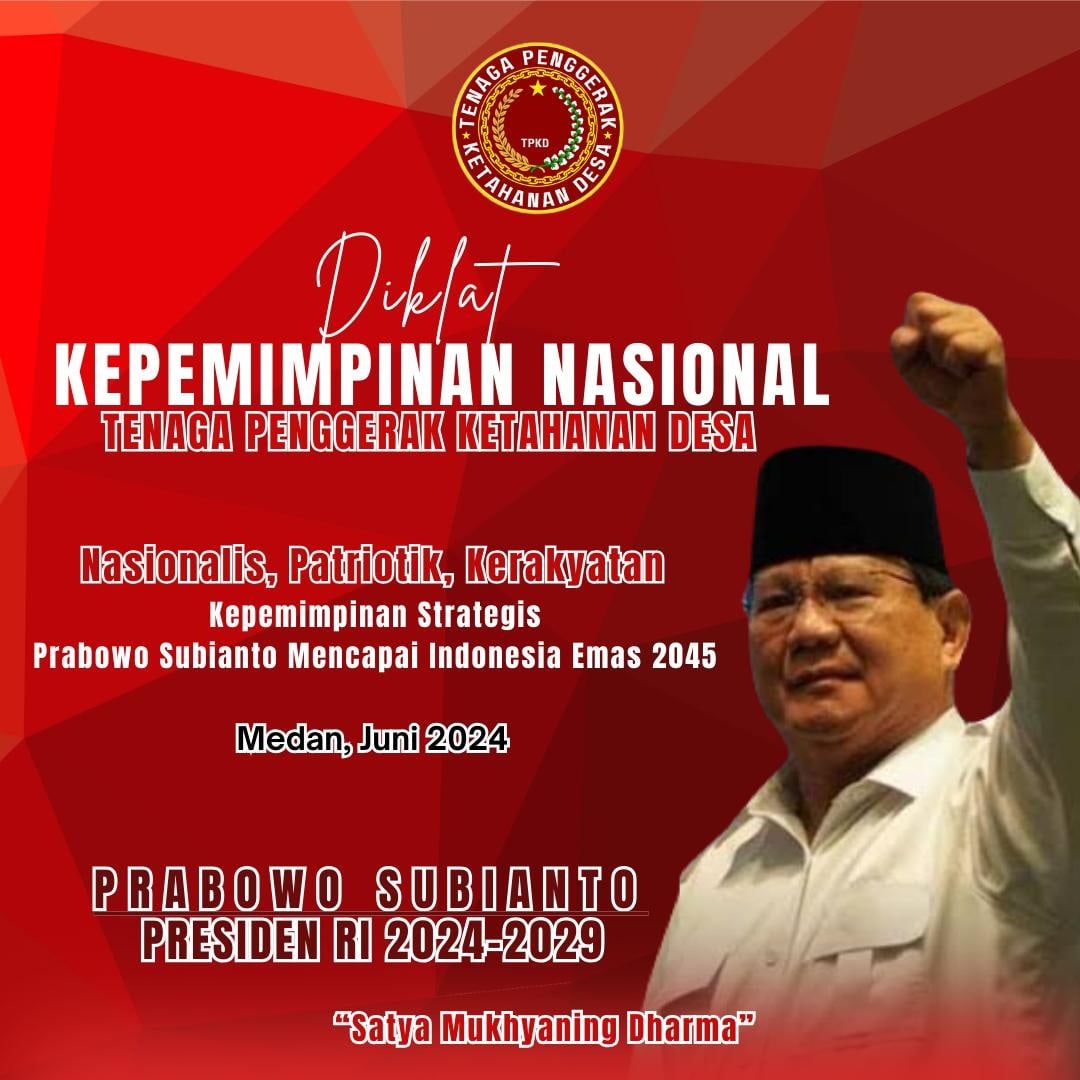 TPKDESA's tweet photo. TPKD mencoba menemukan nilai dan konsep kepemimpinan strategis Pak @prabowo dengan basis nilai utama kepemimpinannya yaitu Nasionalisme, Patriotisme dan Kerakyatan. 
Akan di urai dalam program DIKLAT KEPEMIMPINAN NASIONAl.
🙏🙏🙏🫡 https://t.co/76AVVurIAX