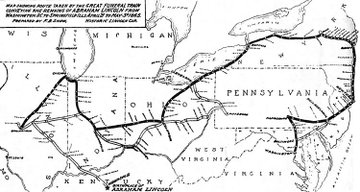 The route the #LincolnFuneralTrain followed on its way to Springfield, IL. rogerjnorton.com/Lincoln51.html #USHistory