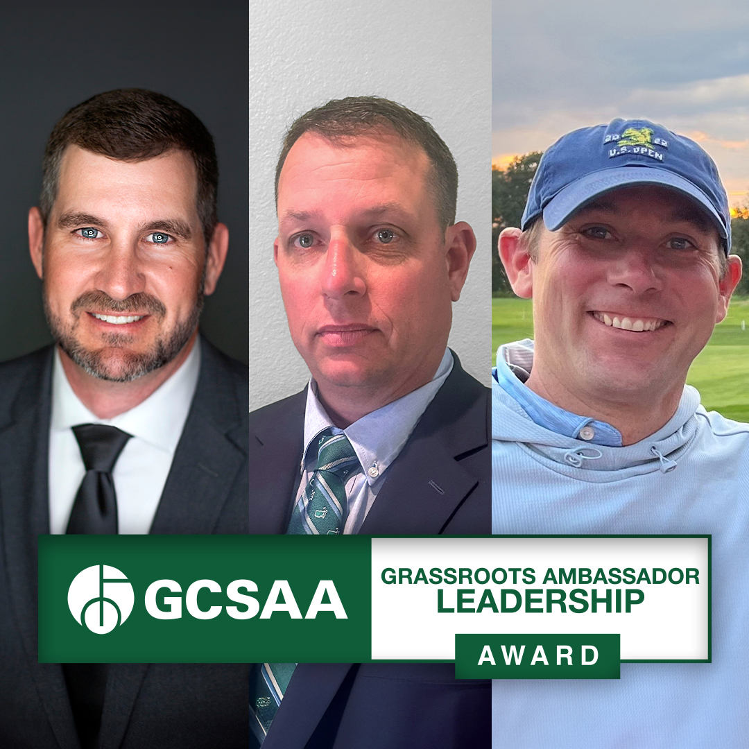 Bryce Gibson, CGCS, Dustin Plemons and @PatrickVanVleck, CGCS, have been named GCSAA Grassroots Ambassador Leadership Award winners. The award is presented in partnership with @ToroGolf and recognizes #GolfAdvocacy efforts and advancement of the GCSAA Priority Issues Agenda…