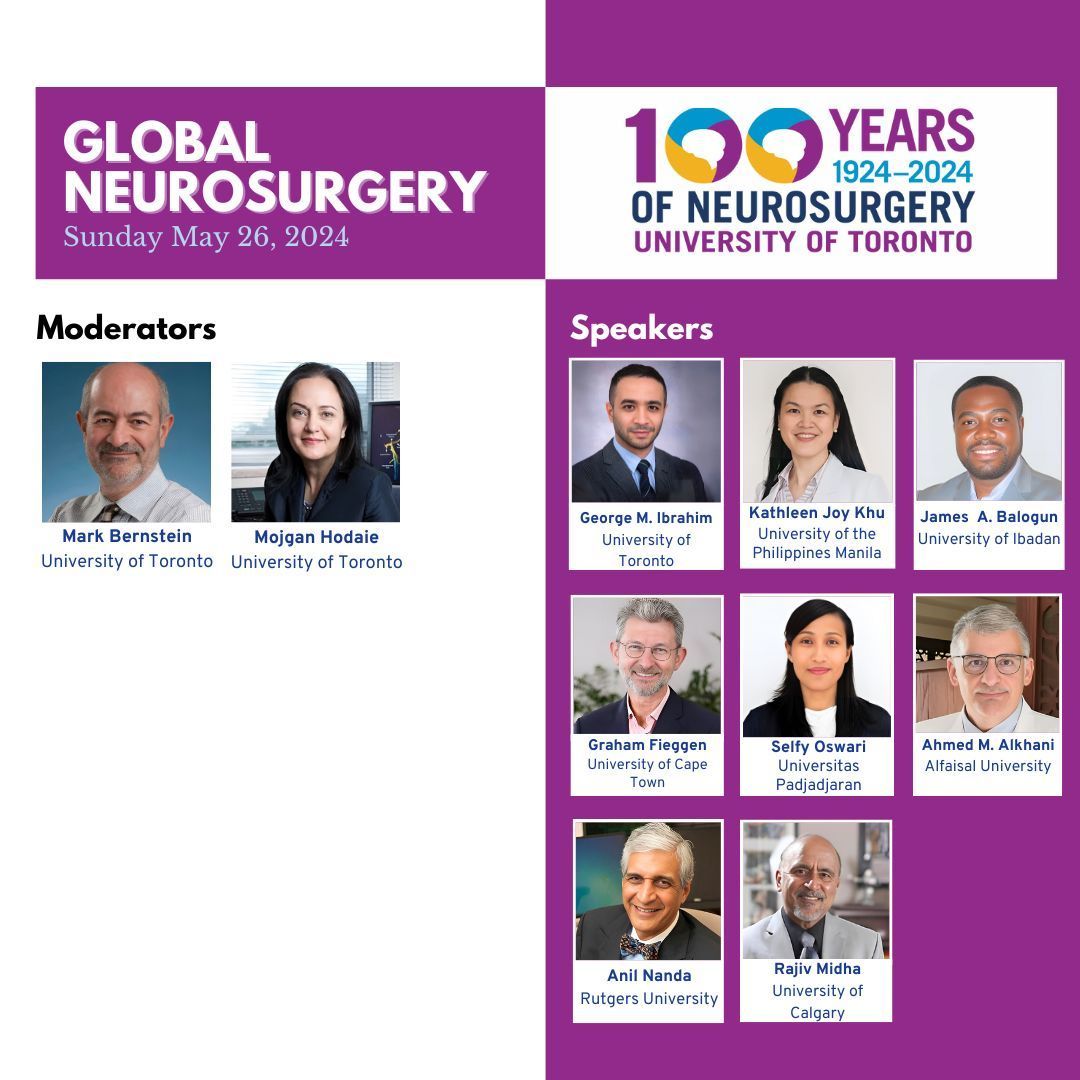 Register to join our #Global #Neurosurgery event with amazing international #speakers joining from the Philippines, Nigeria, South Africa, Indonesia, USA, and Saudi Arabia! 🇵🇭 🇳🇬 🇿🇦 🇮🇩 🇺🇸 🇸🇦 uoftnsx100years.ca/uoft-nsx-cours… @mhodaie @GMI_Canada @BalogunJames @FiegsZA