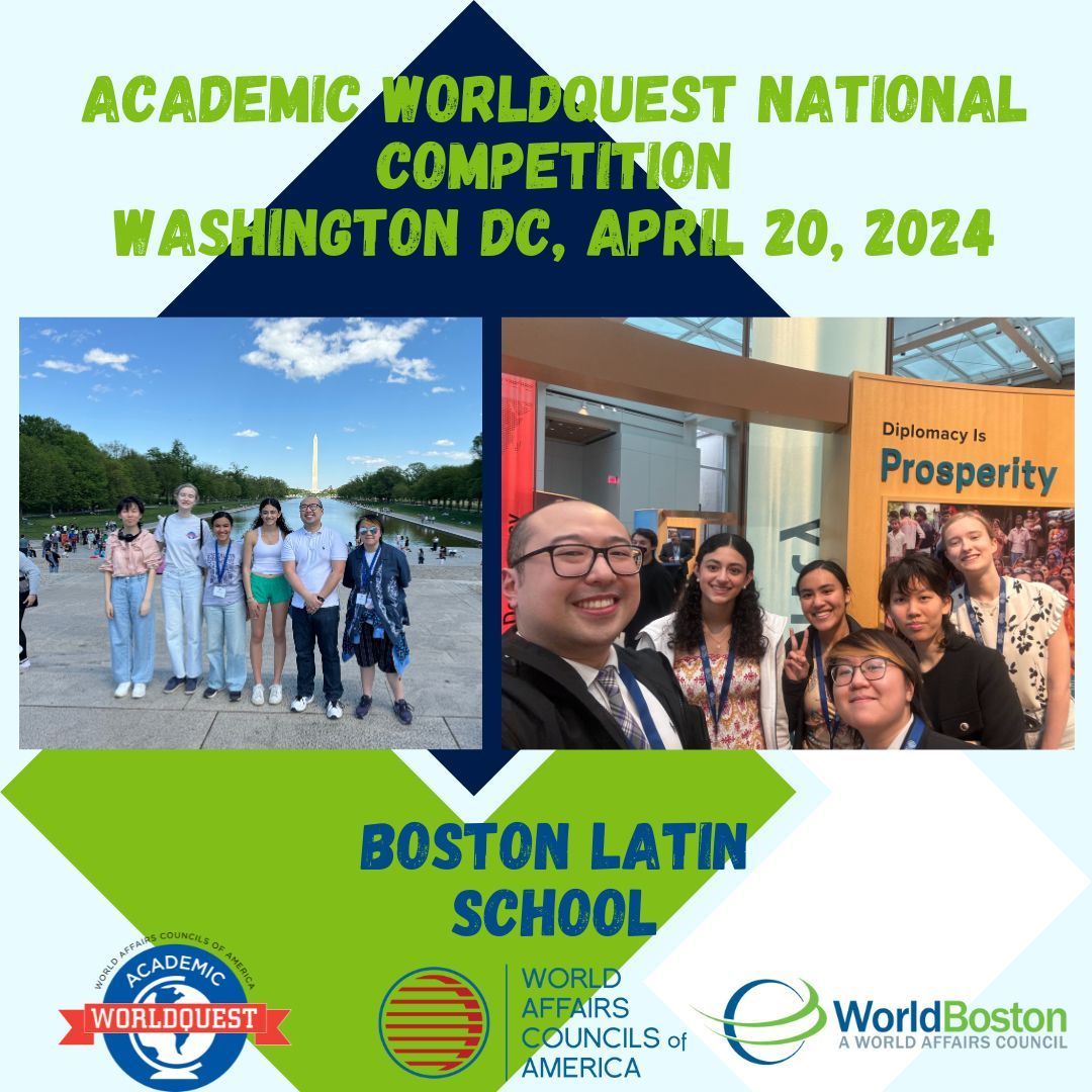 Last weekend, high school students from across the US traveled to DC for the national Academic WorldQuest competition hosted by the @WACAmerica. Congratulations to our team from the @BostLatinSchool, who placed fifth overall! What a great opportunity for all students involved!