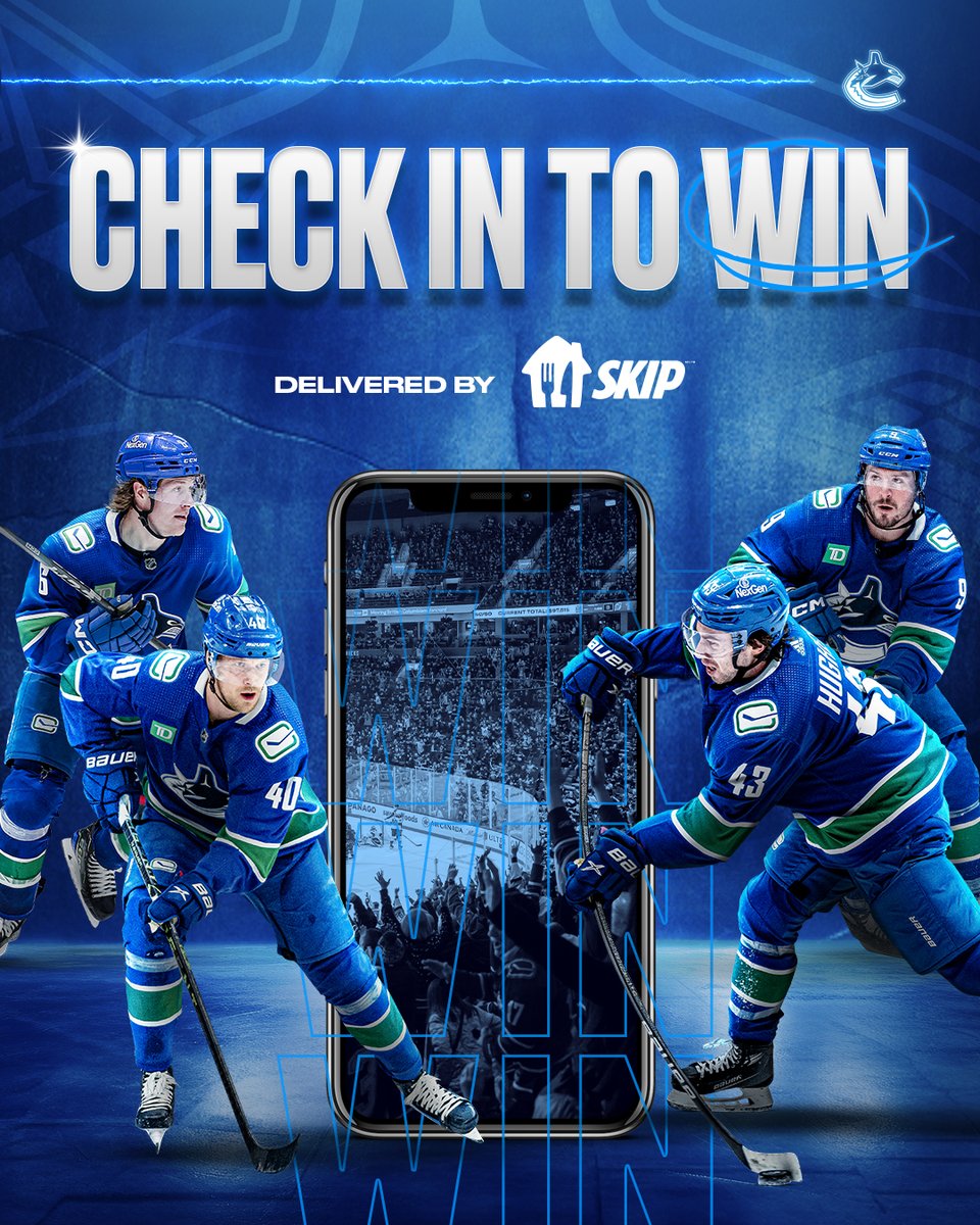 Check in for your chance to win this round's prize of $250 to spend at @SkipTheDishes! CHECK IN | canucks.com/skip