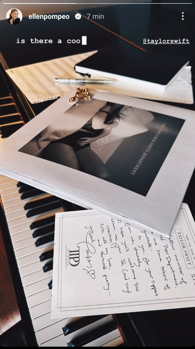 Taylor Swift enviou um vinil do
'THE TORTURED POETS DEPARTMENT' para Ellen Pompeo. 🤍