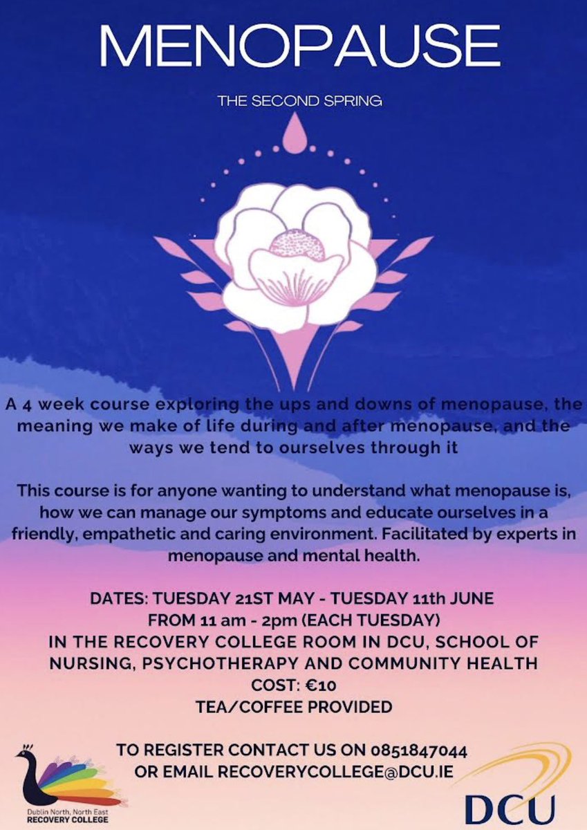 💜For anyone in Dublin wanting to know more about menopause this is a great 4 week course I am proud to be part of! 💜It’s a safe space to learn about menopause and share stories and experiences ⬇️⬇️