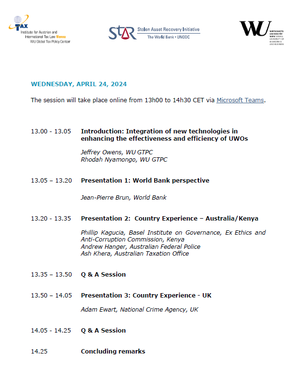 🧐Want to learn how the power of technologies can be harnessed by LEAs, enhancing the effectiveness of unexplained wealth orders by using data analytics & AI? Tune in tomorrow to @returningassets & WU GTPC’s discussion 📅04.24 🕐7-8.30am EST/1-2.30pm CET 🔗tinyurl.com/3hhcucrw