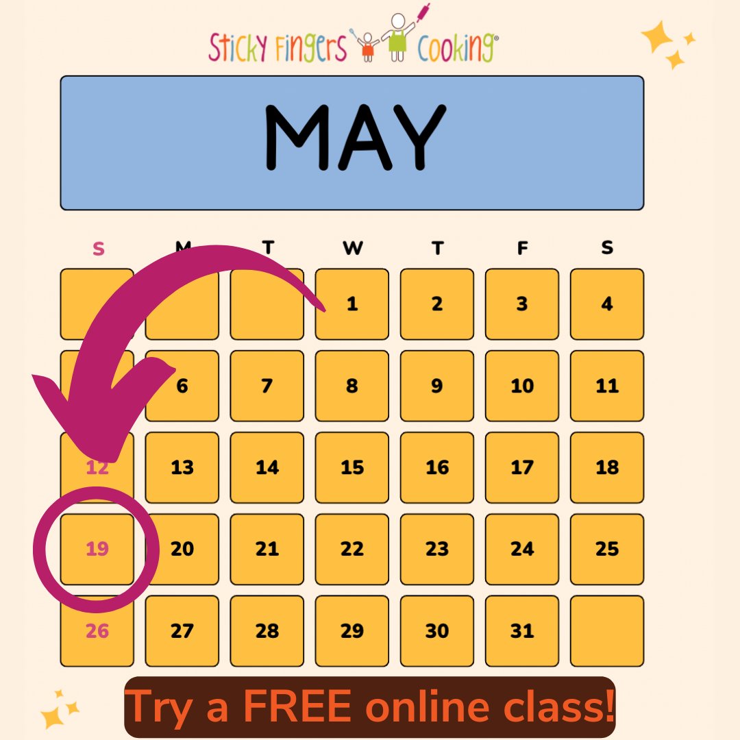 Haven't cooked with us before? Try a #FREE #OnlineClass! Sun. May 19th @ 2:30 pm MT / 4:30pm ET Our 1 hour class is: -- Virtual -- Taught a by fun, experienced chef -- Fun for ages 4-12 Sign up now! Find this class and all our online classes here: stickyfingerscooking.com/courses?progra…