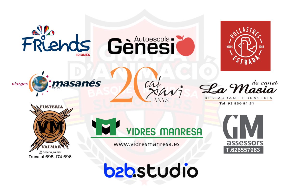gradanimacio's tweet photo. Agrair el suport als nostres AMICS i col.laboradors com són:

@FriendsIdiomes 🇬🇧🇫🇷
@genesimanresa 🛞
Pollastres Estrada 🐔
@Viatges_Masanes 🛫
Cal Xavi 🌭
La Masia de Canet de Fals 🍽️
Fusteria VM Valmar 🪚🧱
Vidres Manresa 💎
GM Assessors 🗃️
@b2bstudio_ 📊

👏👏👏👏👏 https://t.co/EKS295eiCl