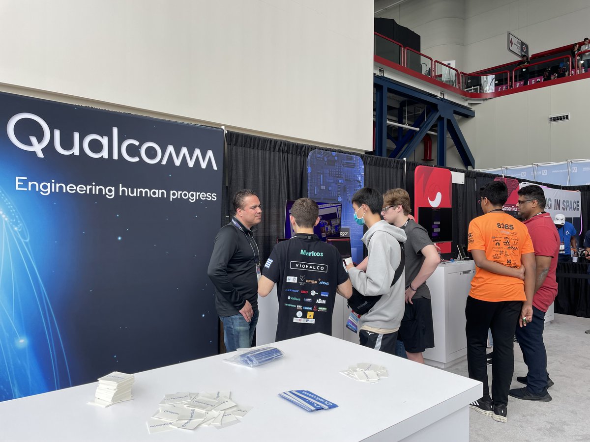Qualcomm's tweet photo. There was no shortage of incredible robotics creations at the @FIRSTweets National Championship last week. Congratulations to the winners and to all of Qualcomm’s sponsored teams around the world on a brilliant season. #STEM #FIRSTinShow https://t.co/W9EGtjQtOz https://t.co/KN5OI8N2PE