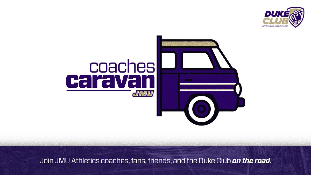 𝐉𝐎𝐈𝐍 𝐔𝐒 𝐎𝐍 𝐓𝐇𝐄 𝐑𝐎𝐀𝐃 🚗 Tickets for the 2024 JMU Coaches Caravan are now on sale! We’ve got stops scheduled in Middleburg, Richmond, Norfolk and Staunton - and we can’t wait to see you! See below for caravan features and ticket links. 🎟️ JMUDukeClub.com/CoachesCaravan
