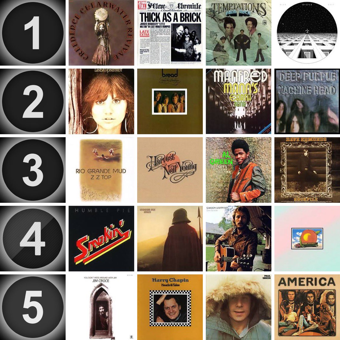 January-April 1972 Album Releases Pick ONE from EACH ROW