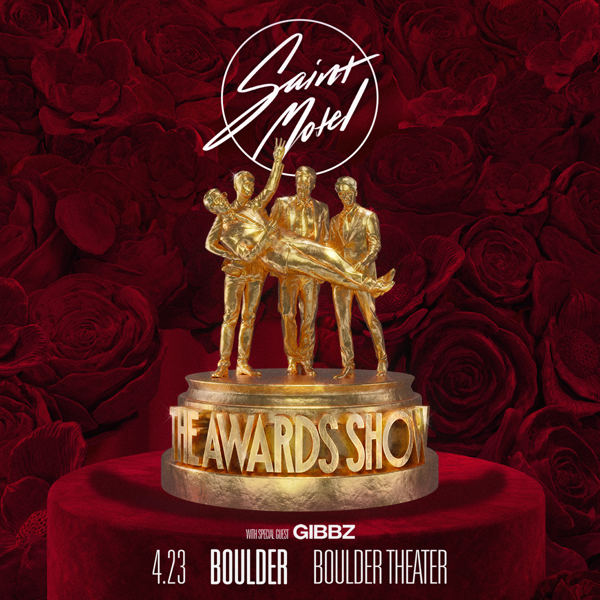 TONIGHT 🏆🎵 @saintmotel takes the Boulder Theater stage for a SOLD OUT show this Tuesday night! Doors open at 7pm &amp; @gibbzmusic gets the night started at 8pm. See you soon!

Presented by @ktclchannel933.