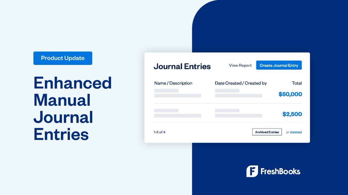 Discover a new feature that allows you to explore the intricacies of manually created journal entries! ✨

Dive into the details and elevate your workflow now: support.freshbooks.com/hc/en-us/artic…

#TaxTwitter, we want to hear from you! We're always building &amp; improving with your feedback.