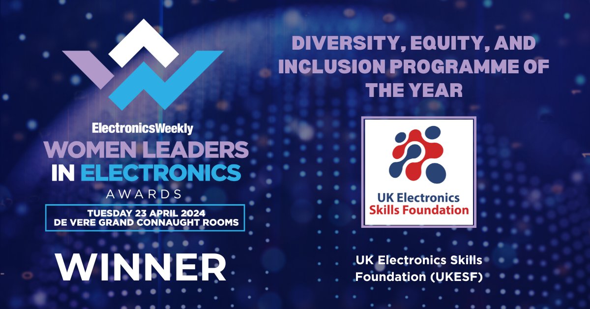 Next award is for  Diversity, Equity, and Inclusion Programme of the Year!
 
Drumroll please 🥁
 
And the winner is UK Electronics Skills Foundations! Congratulations!
 
Judges recognized UKESF's unique approach, providing scholarships to diverse undergraduates! 

#WLIEA