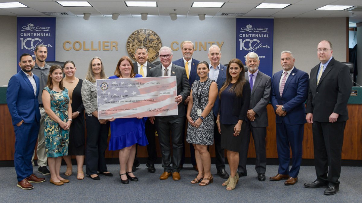 Congressman Mario Diaz-Balart presented a Community Project Funding check to our Transportation Division during today's Board of County Commissioners meeting. The grant will help construct a new, state-of-the-art Collier County Transit Maintenance Facility.