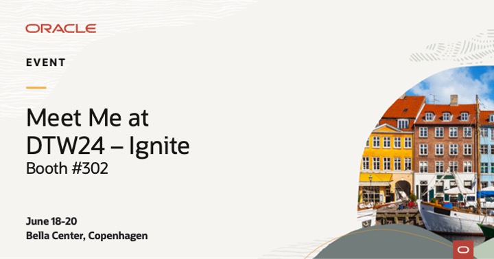 I'm heading to Copenhagen for #DTW24 - Ignite! Will I see you there? 

Schedule a meeting or check out Oracle Communications' catalyst and sessions from if you're planning on attending! social.ora.cl/6018bYUpO